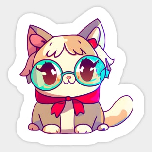 Cat wearing glasses Sticker
